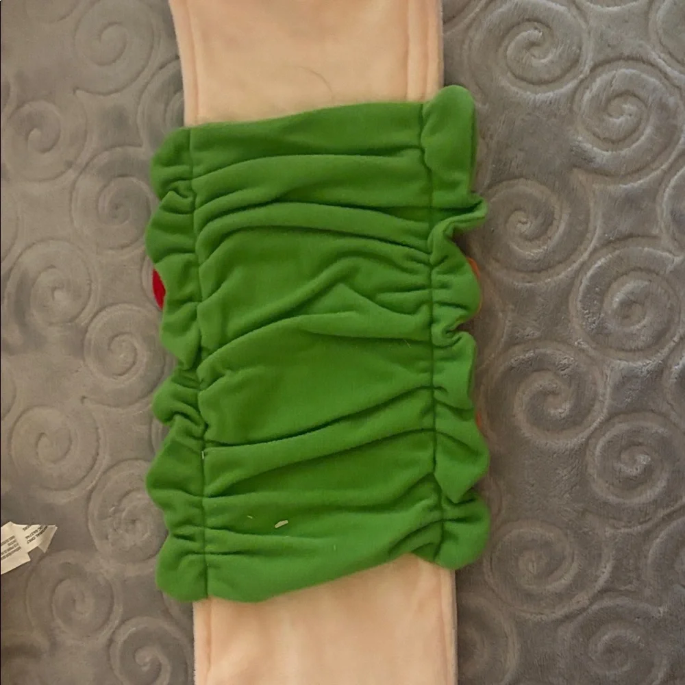 Plush Small Pet Toy - Cream & Tan with Green Leaf Accent